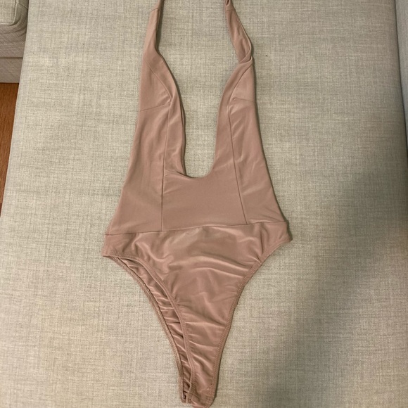 ❌SOLD❌Nude super low cut halter body suit - Picture 3 of 6